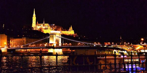 Night view on Buda Castle over Danube river