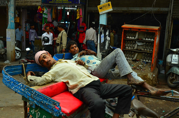 The Rickshaw drivers resting